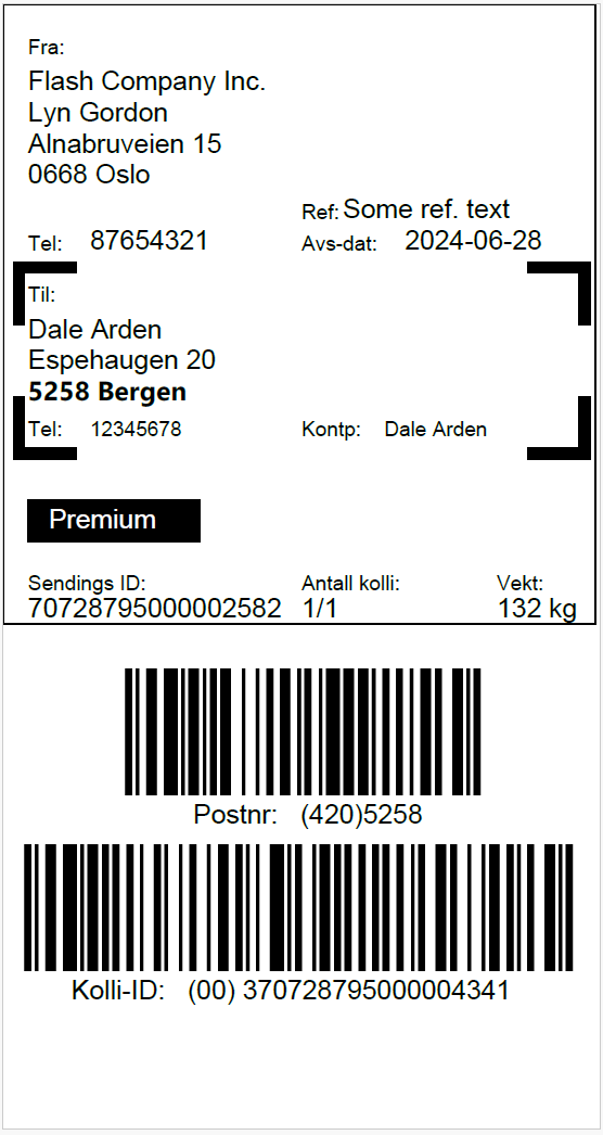 example label with premium